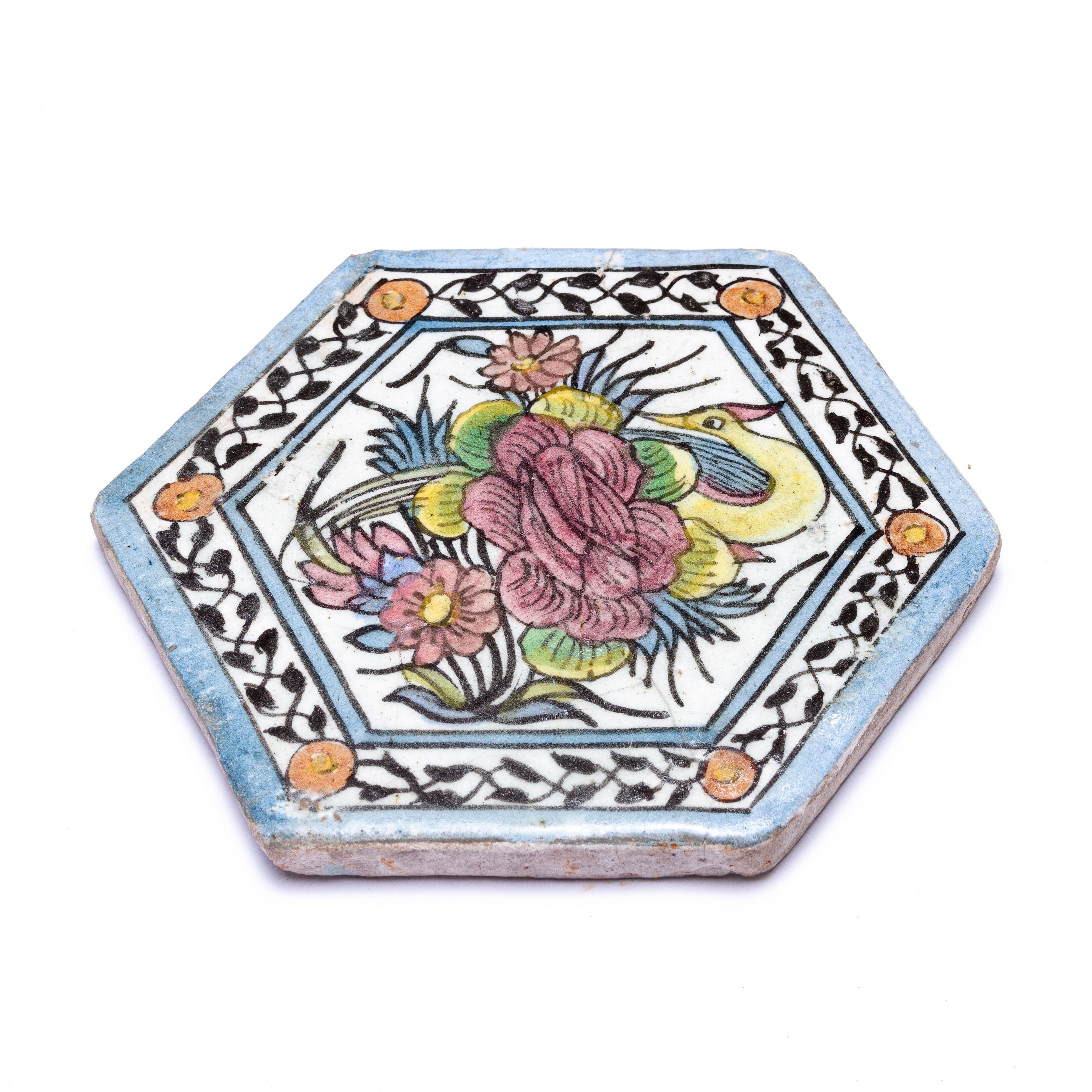 Antique Hand-painted Ceramic Tiles For Sale 4