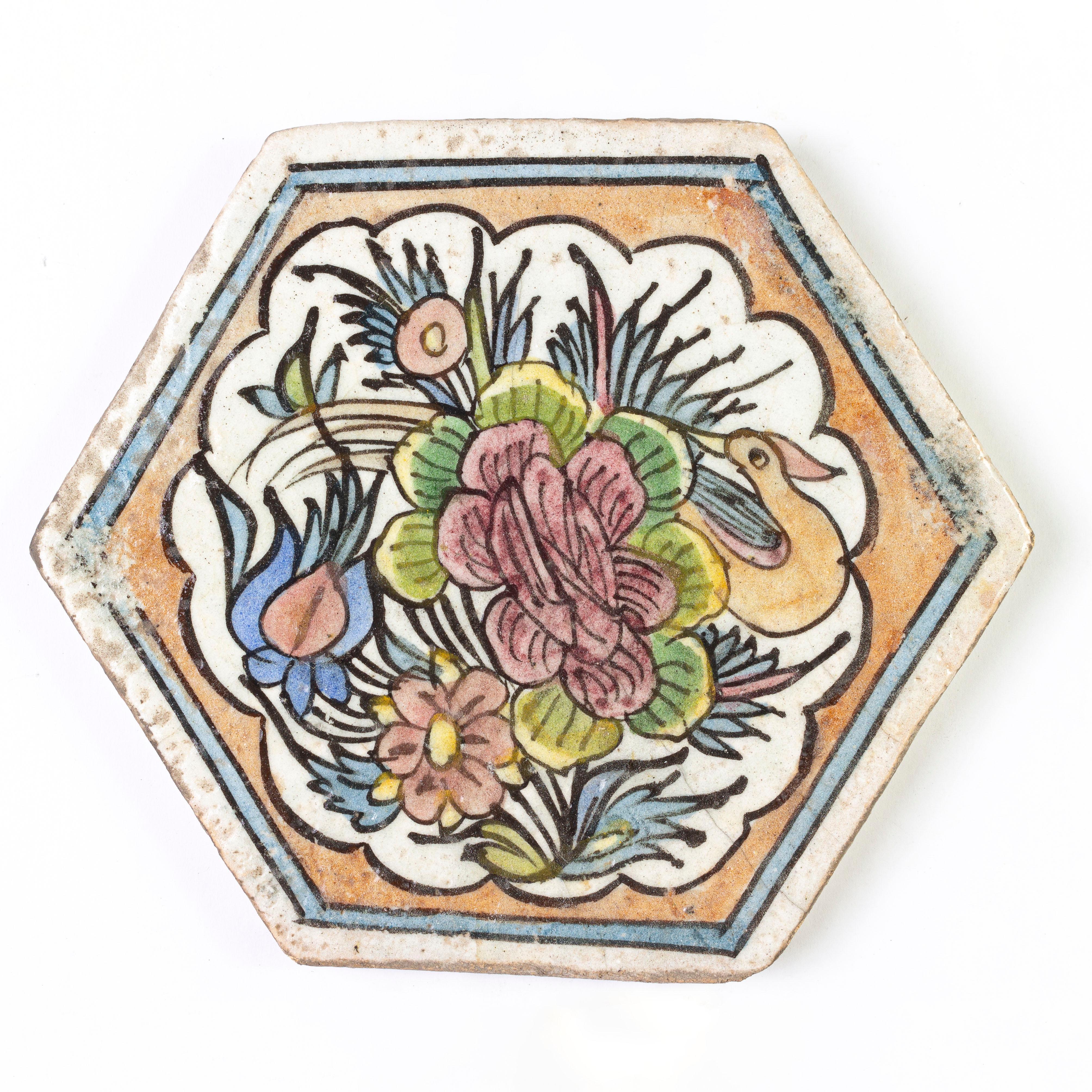 Hand-Painted Antique Hand-painted Ceramic Tiles For Sale