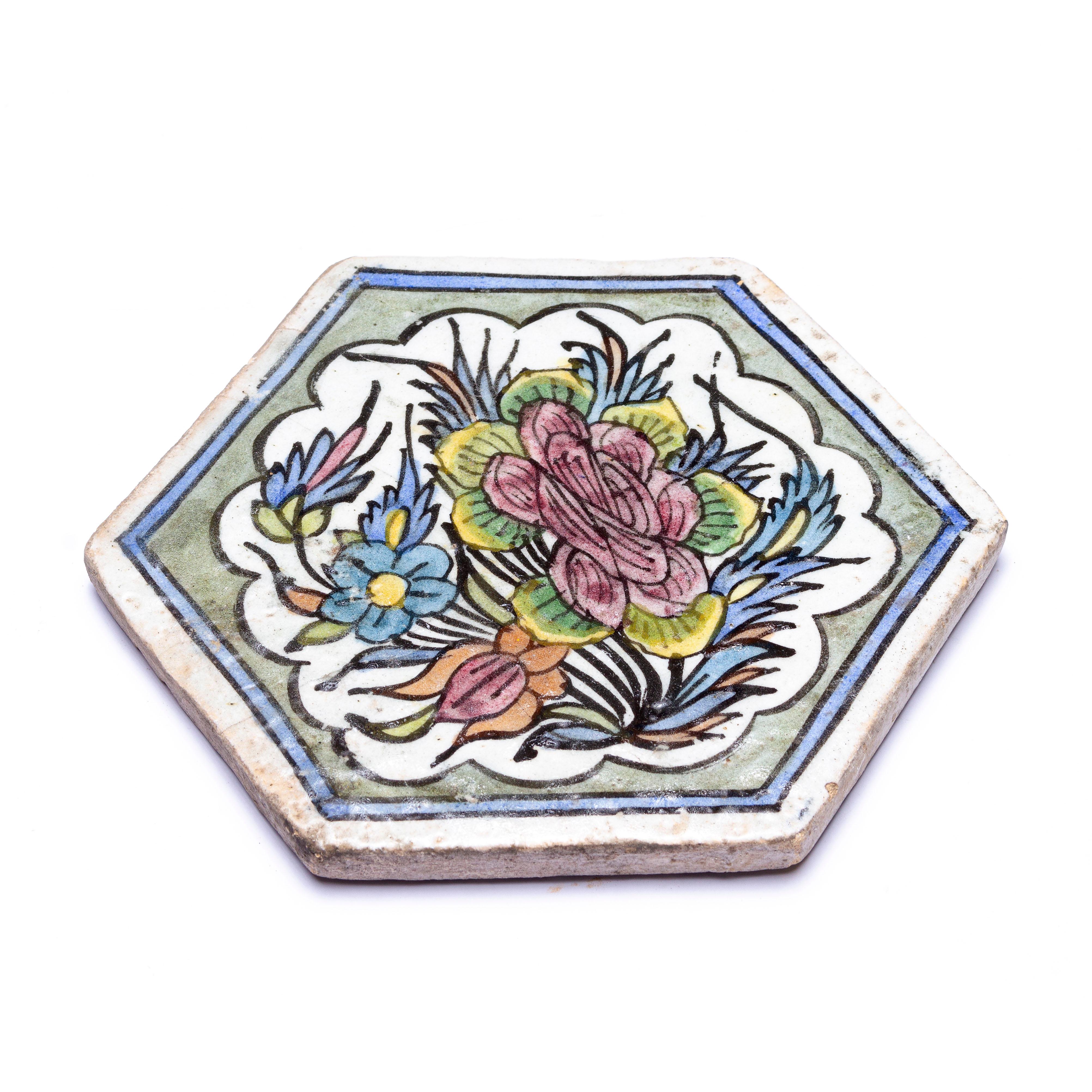 Antique Hand-painted Ceramic Tiles For Sale 1