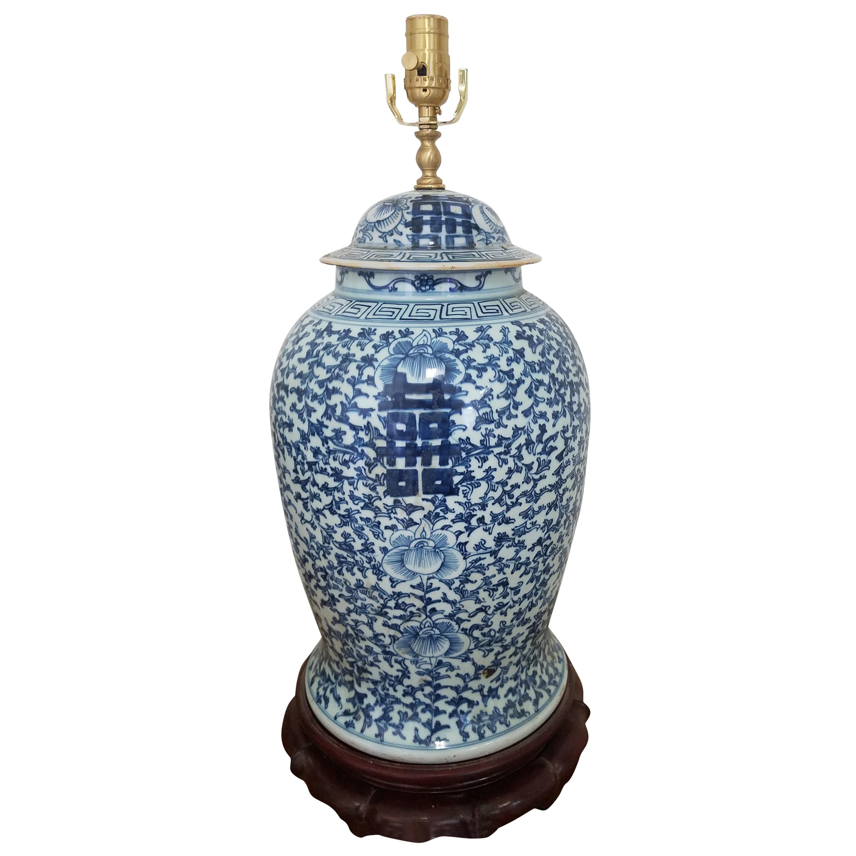 Antique Hand Painted Chinese Porcelain Lamp
