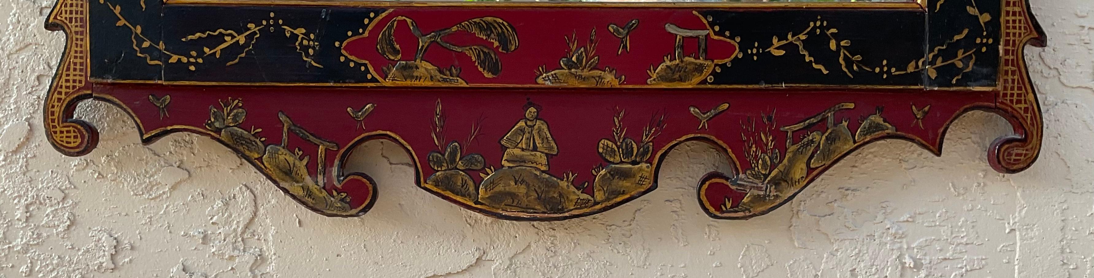 Antiker handbemalter chinesischer Wandspiegel im Angebot 3