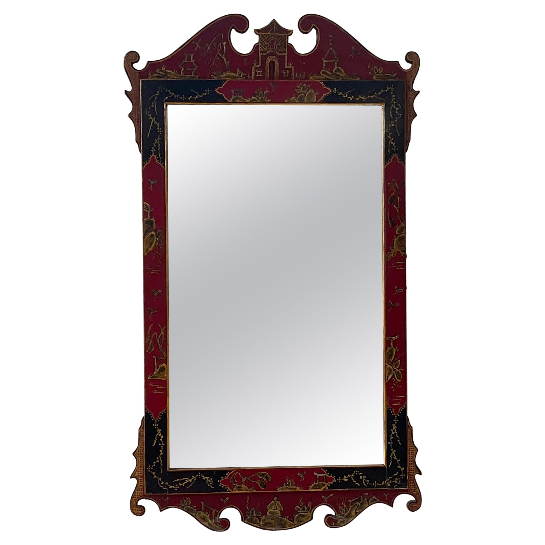 Antique Hand Painted Chinese Wall Mirror