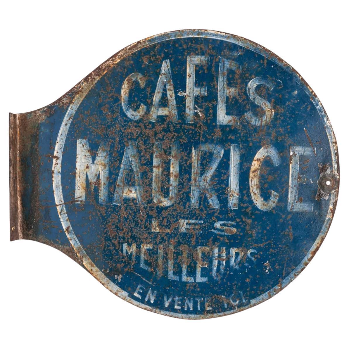 Ancienne enseigne murale double face de café français peinte à la main. c.1920.