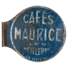 Antique Hand Painted Double-Sided French Cafe Wall Trade Sign. c.1920