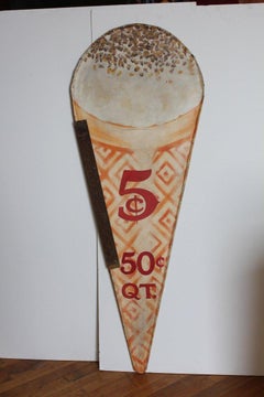 Antique Hand Painted Double Sided Ice Cream Sign