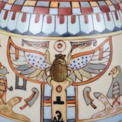 Antique Hand Painted Egyptian Revival Nippon Porcelain Footed Vase, circa 1920