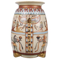 Antique Hand Painted Egyptian Revival Nippon Porcelain Footed Vase, circa 1920