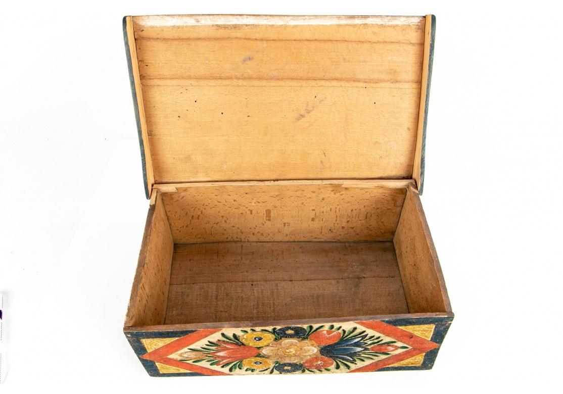 Antique Hand Painted Folk Art Pine Box 4