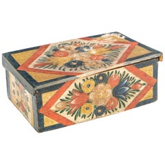 Antique Hand Painted Folk Art Pine Box
