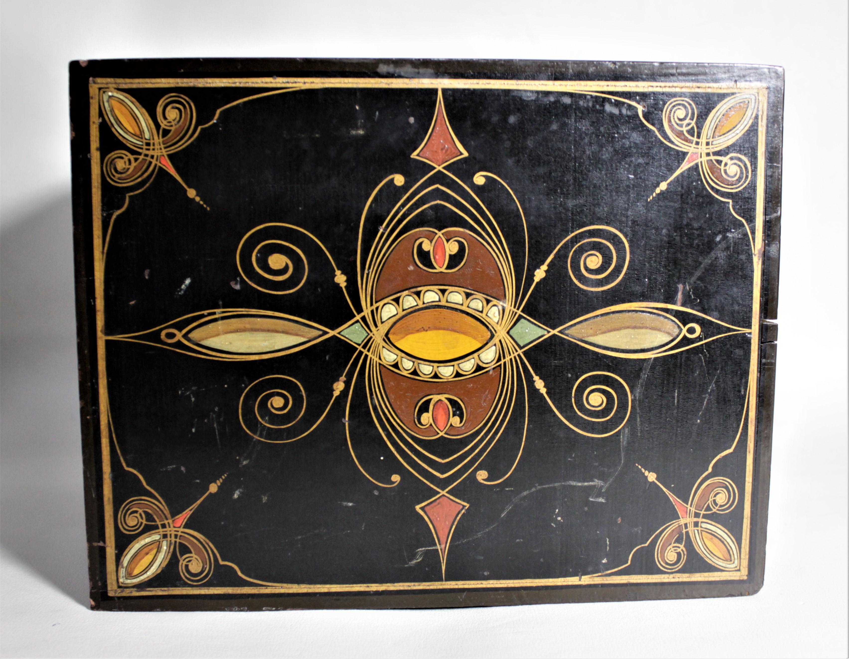 Antique Hand Painted Four Drawer Jewelry Casket or Decorative Box For Sale 5