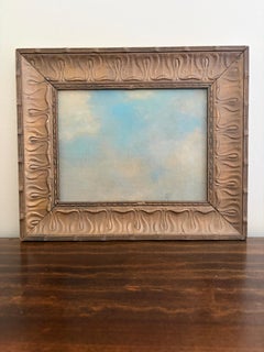 Antique Hand Painted Framed Oil on Canvas Cloudscape, Mid-19th Century