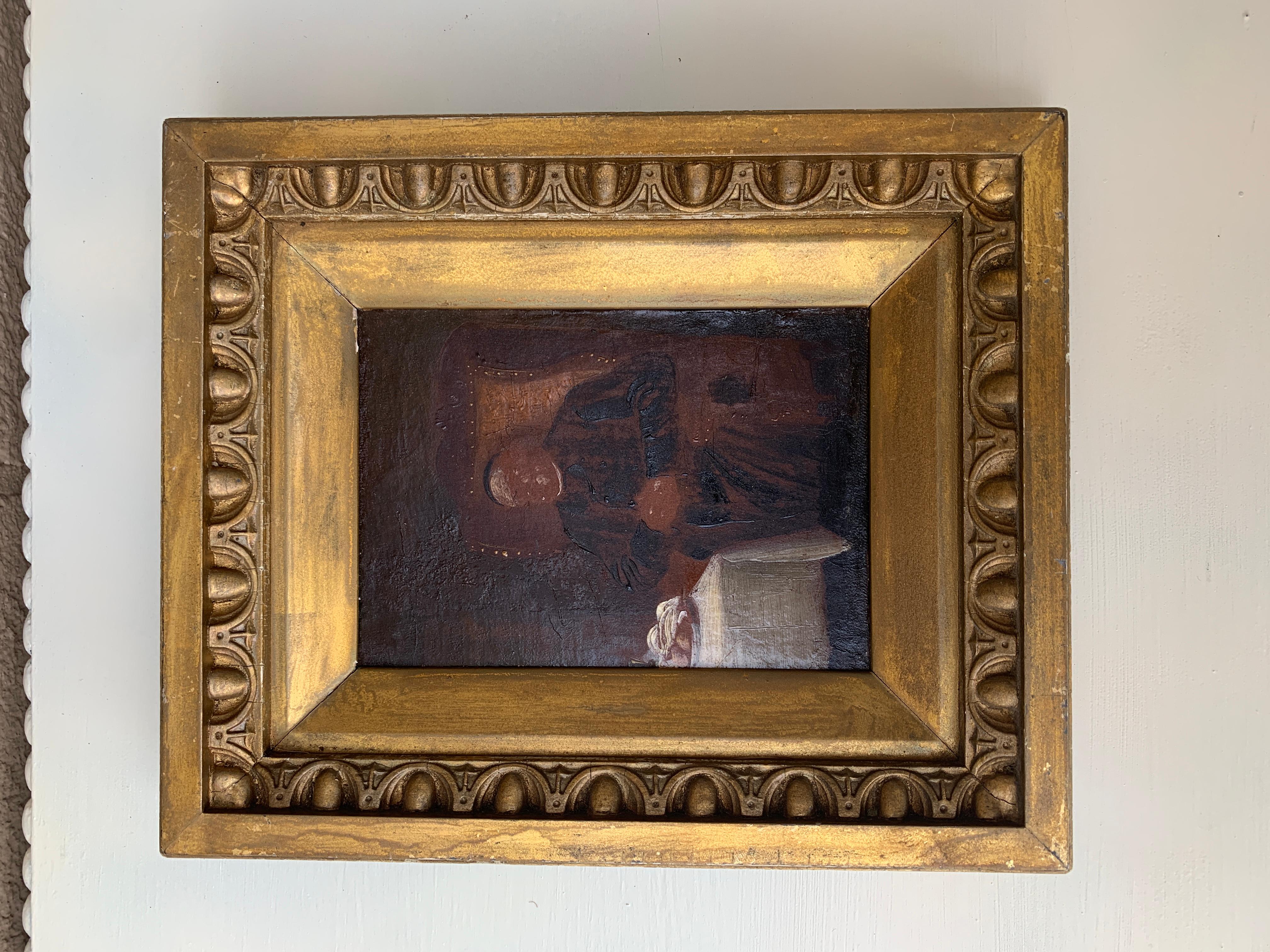 Antique Hand Painted Framed Oil on Canvas of a Priest, Late 19th Century For Sale 4