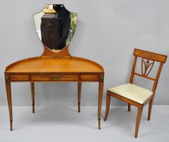 Antique Hand-Painted French Adam Style 6-Piece Satinwood Bedroom Set by Irwin