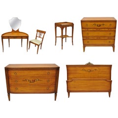 Antique Hand-Painted French Adam Style 6-Piece Satinwood Bedroom Set by Irwin