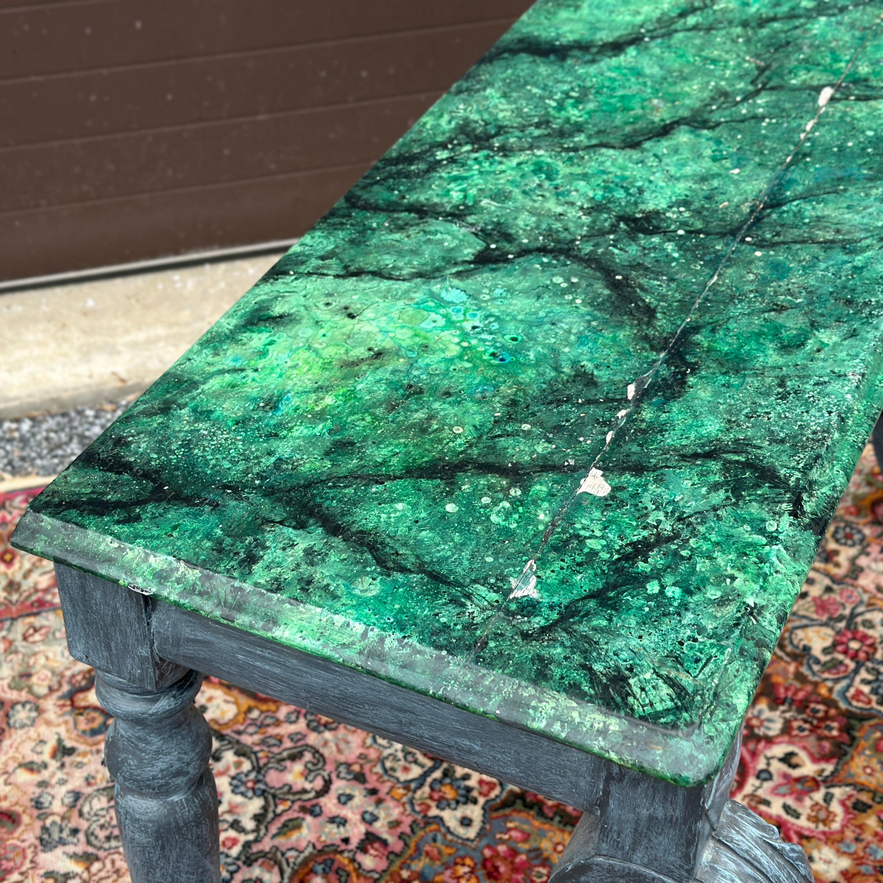 Bois Table console française ancienne peinte à la main en vente