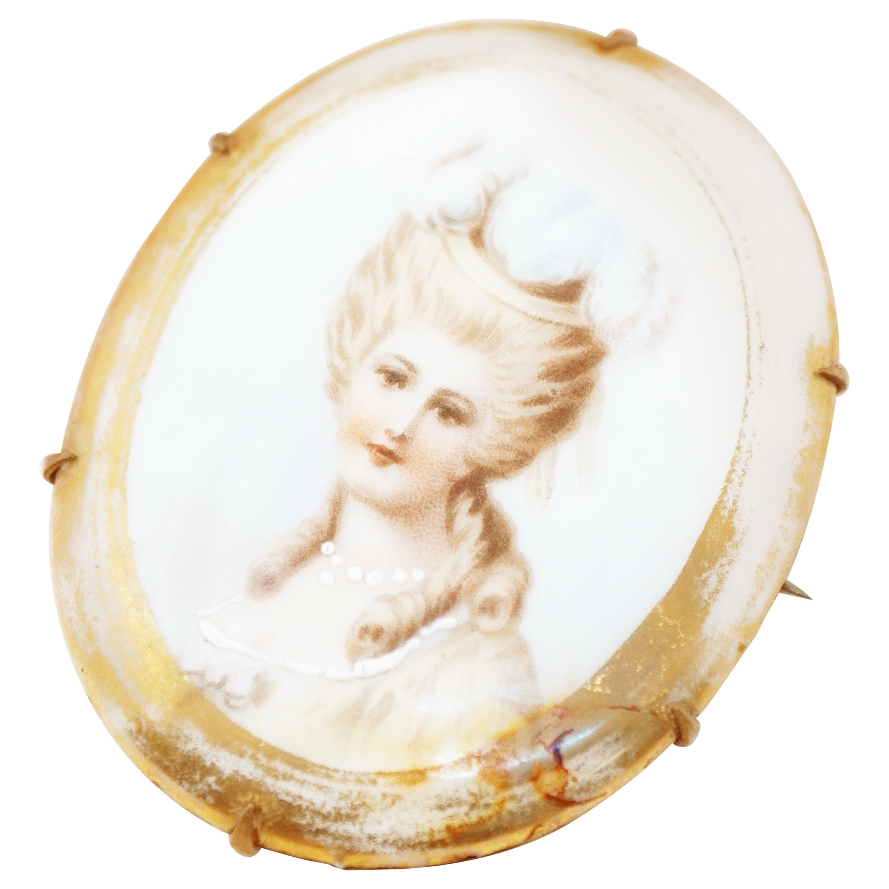 Belle Broche Ancienne En émail De Limoges - Pièce Unique Vintage, Bijou Authentique