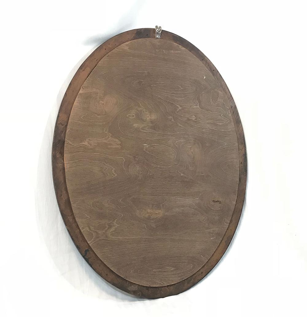 Miroir ovale français ancien peint à la main en vente 1