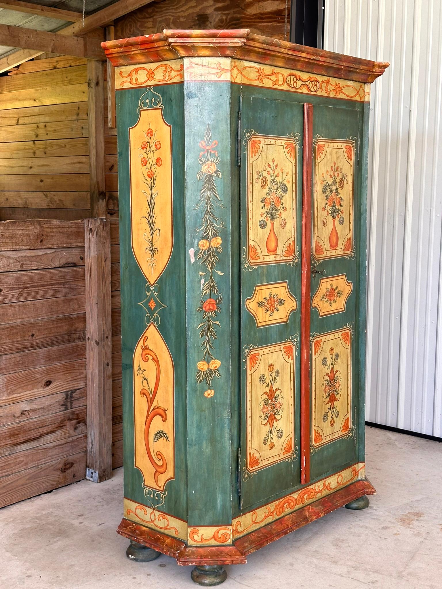 Antique Hand Painted German Armoire Wardrobe 3