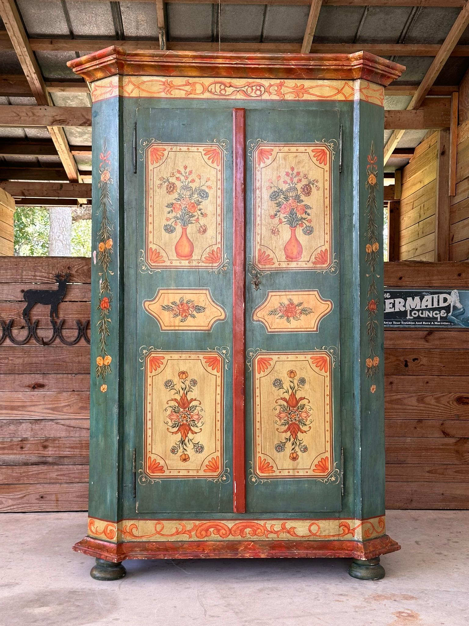 Antique Hand Painted German Armoire Wardrobe 6