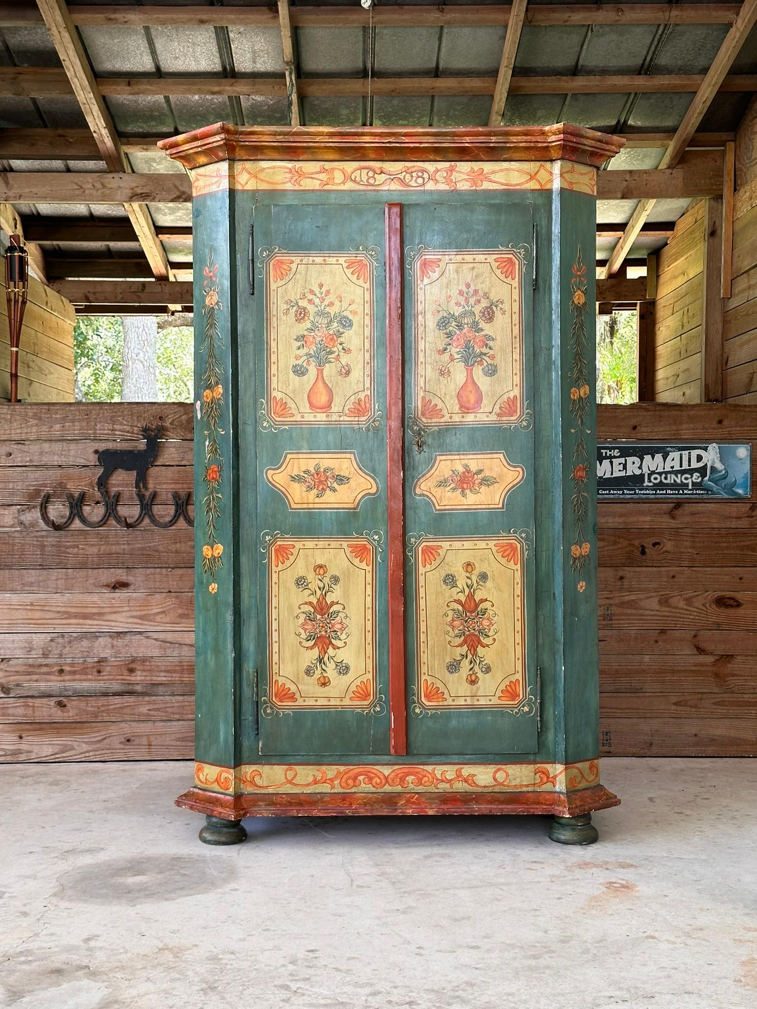 Antique Hand Painted German Armoire Wardrobe 7