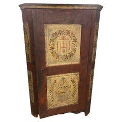 Antique Hand Painted German Marriage Armoire