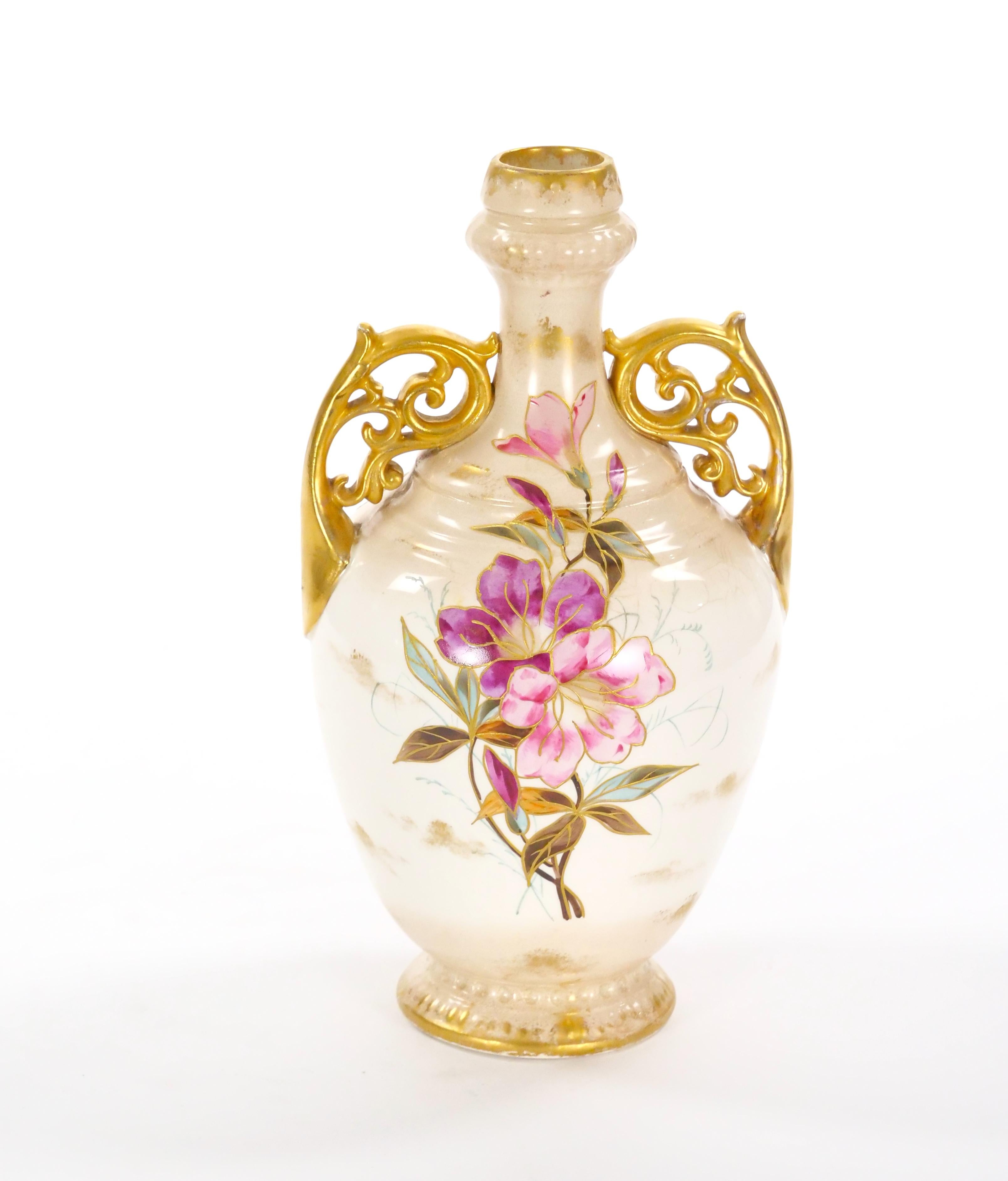 Antique hand Painted / Gilt Decorated German Decorative Piece For Sale 2