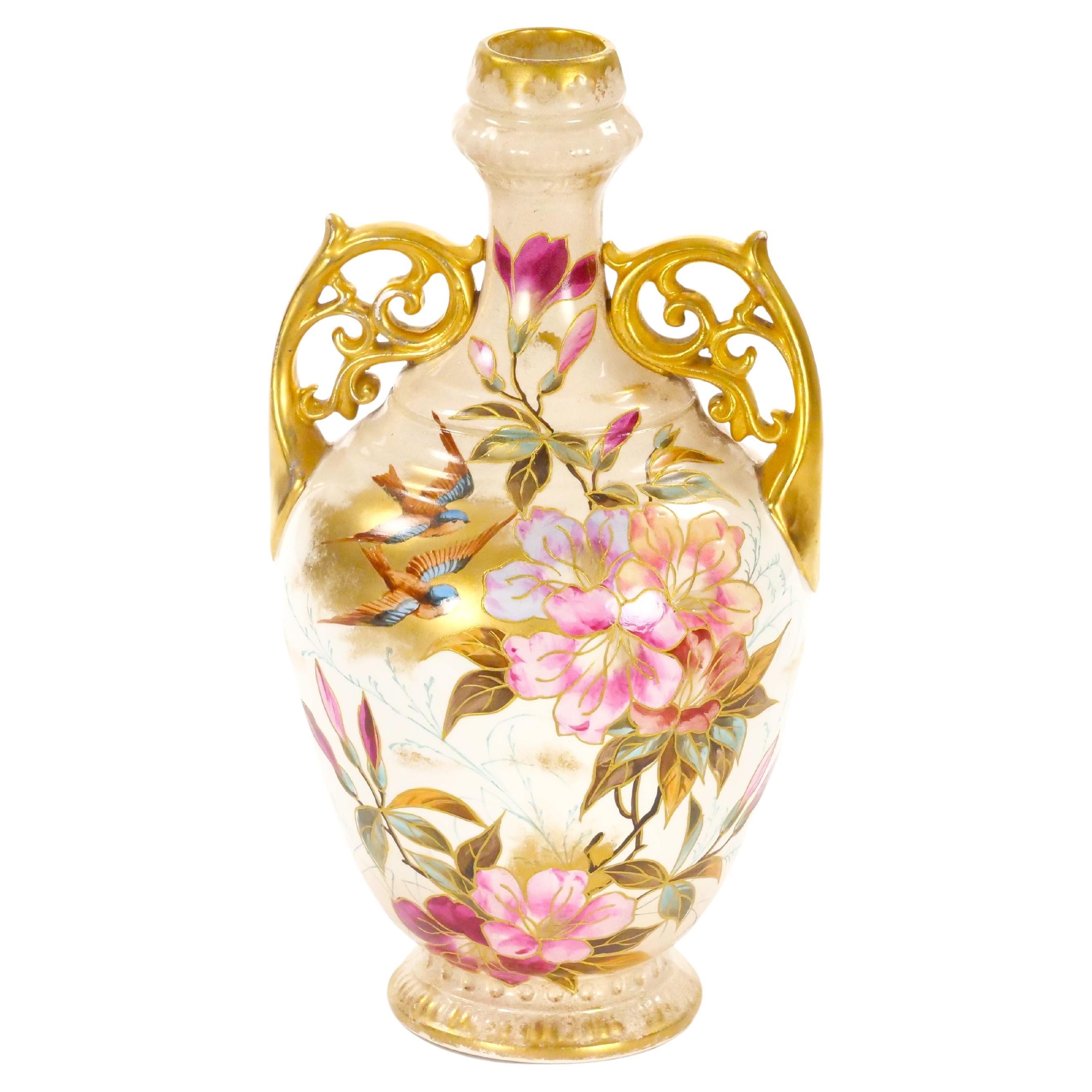 Antique hand Painted / Gilt Decorated German Decorative Piece For Sale