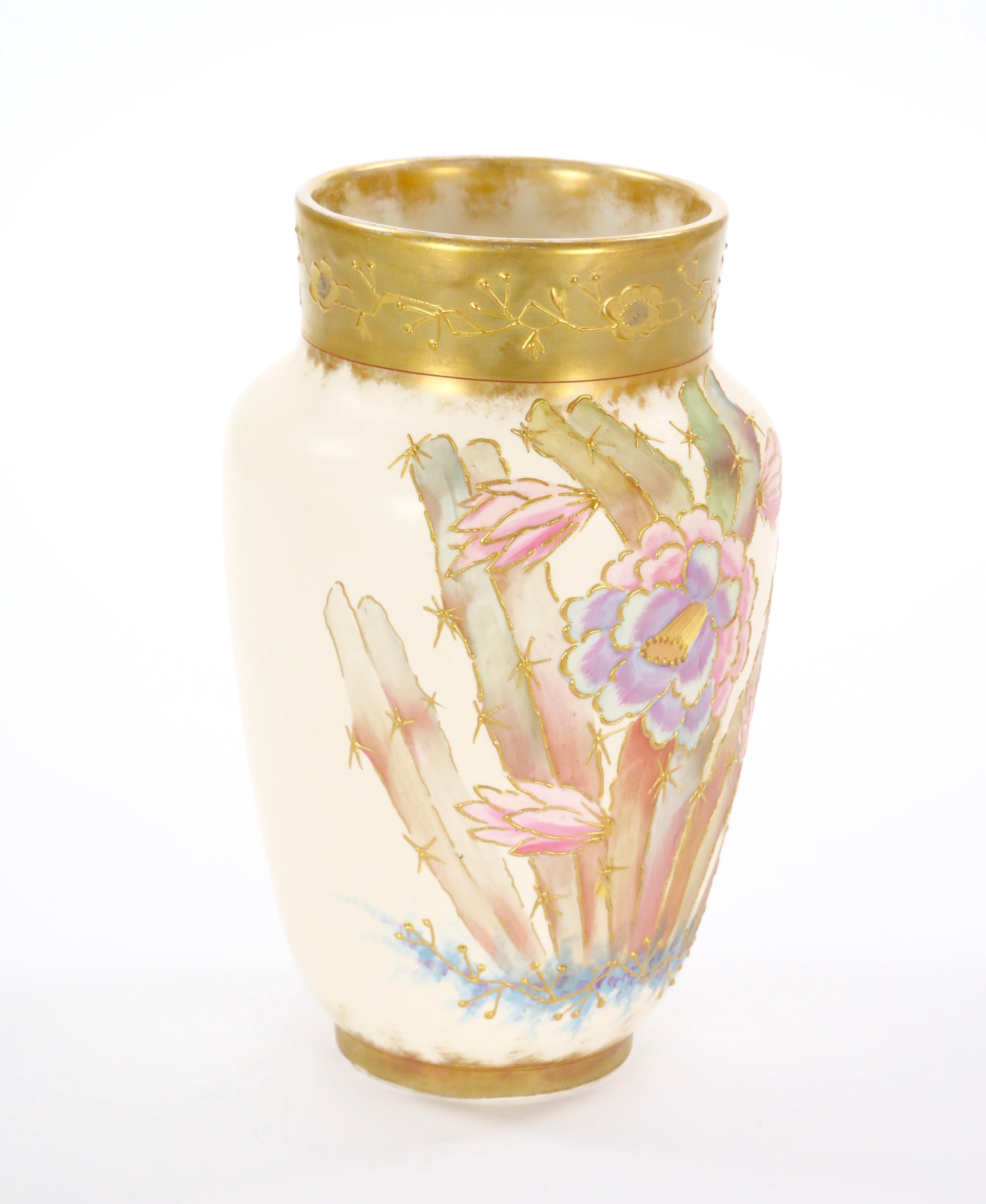 Antique Hand Painted & Gilt Decorated German Porcelain Decorative Vase For Sale 5