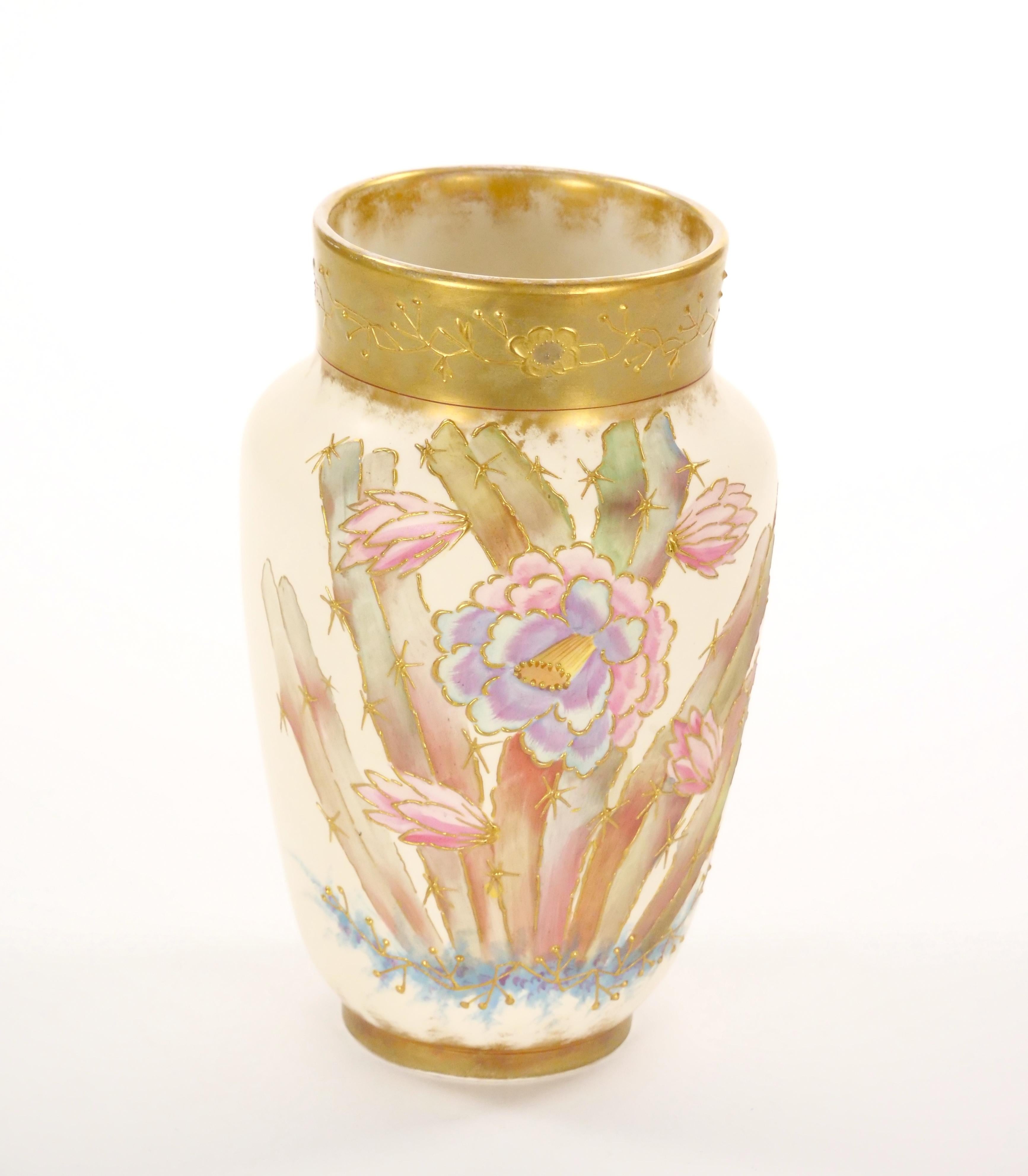 Antique Hand Painted & Gilt Decorated German Porcelain Decorative Vase For Sale 6