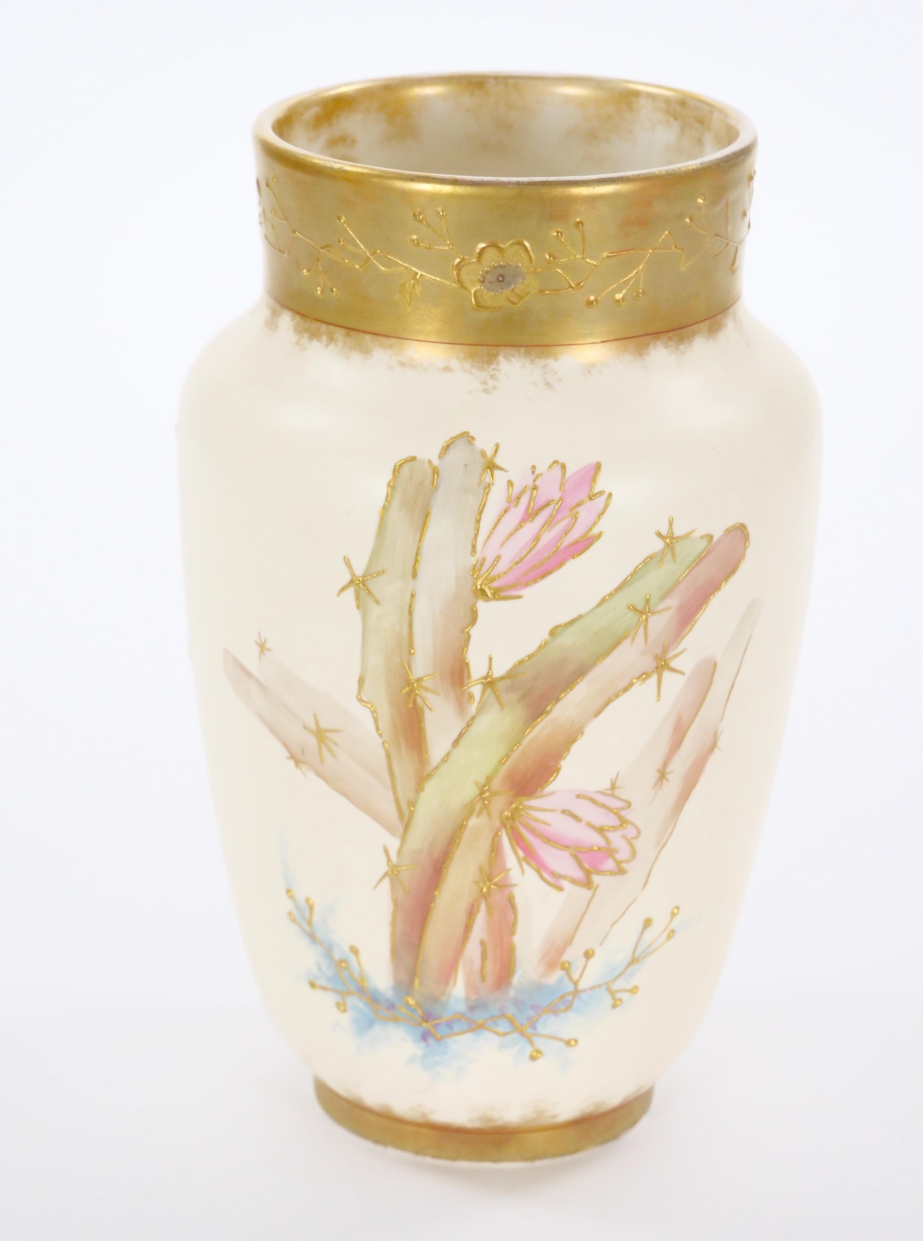 Antique Hand Painted & Gilt Decorated German Porcelain Decorative Vase For Sale 1