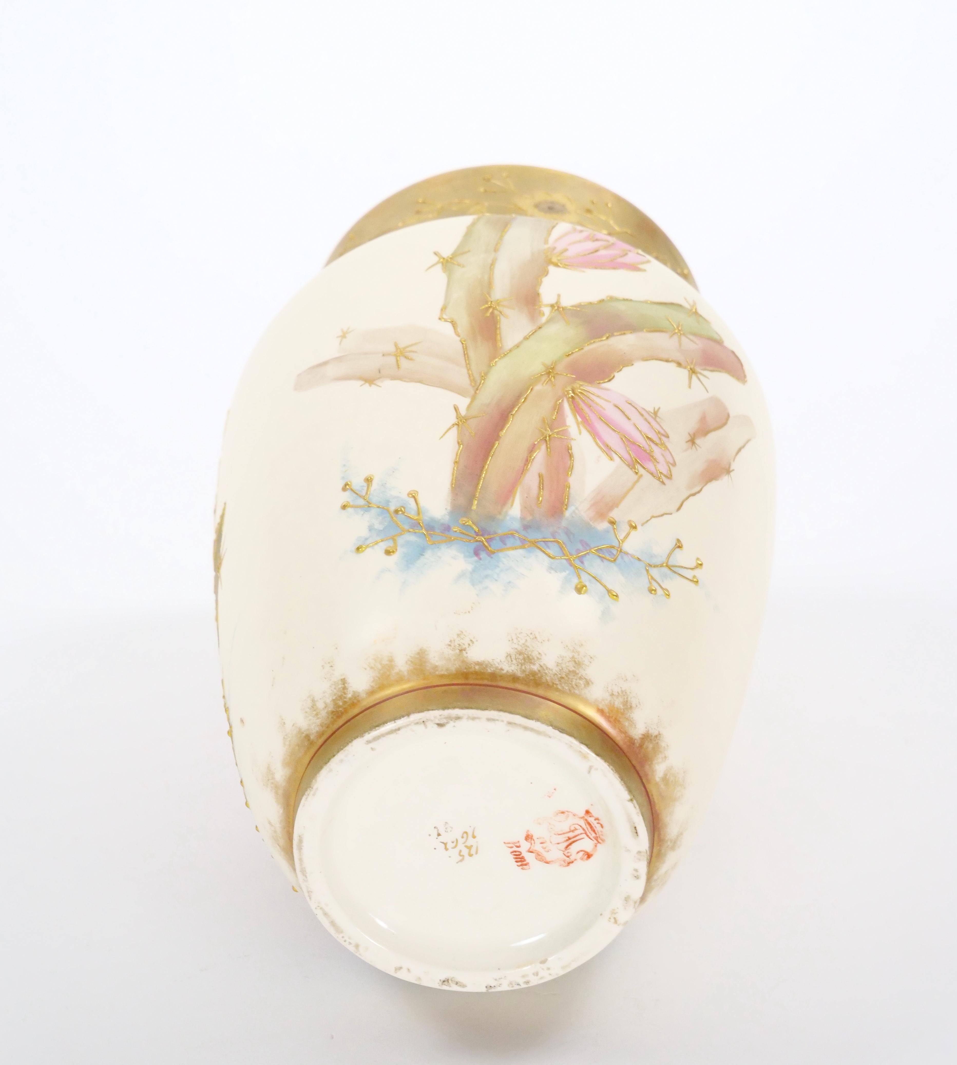 Antique Hand Painted & Gilt Decorated German Porcelain Decorative Vase For Sale 2