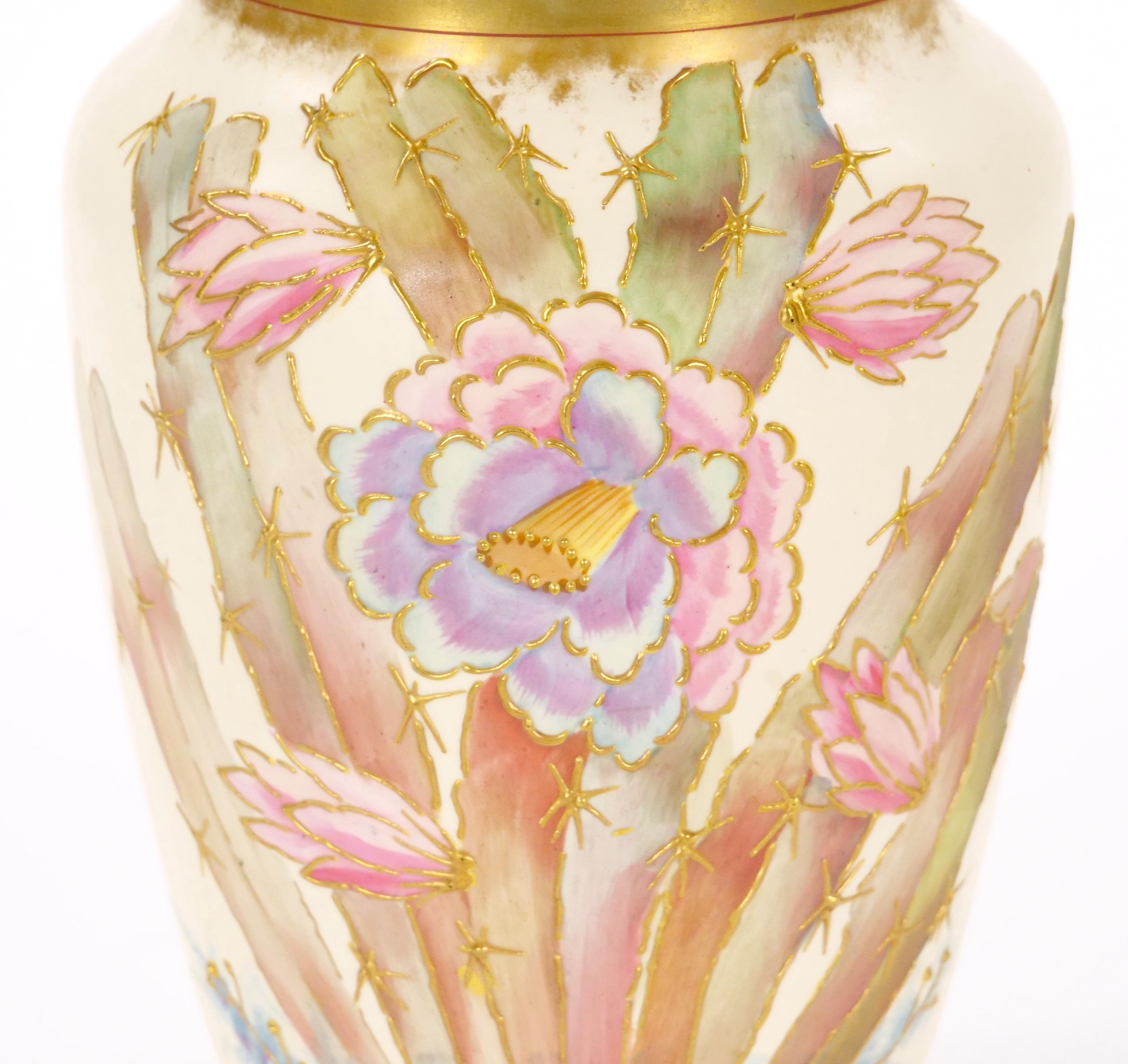 Antique Hand Painted & Gilt Decorated German Porcelain Decorative Vase For Sale 4
