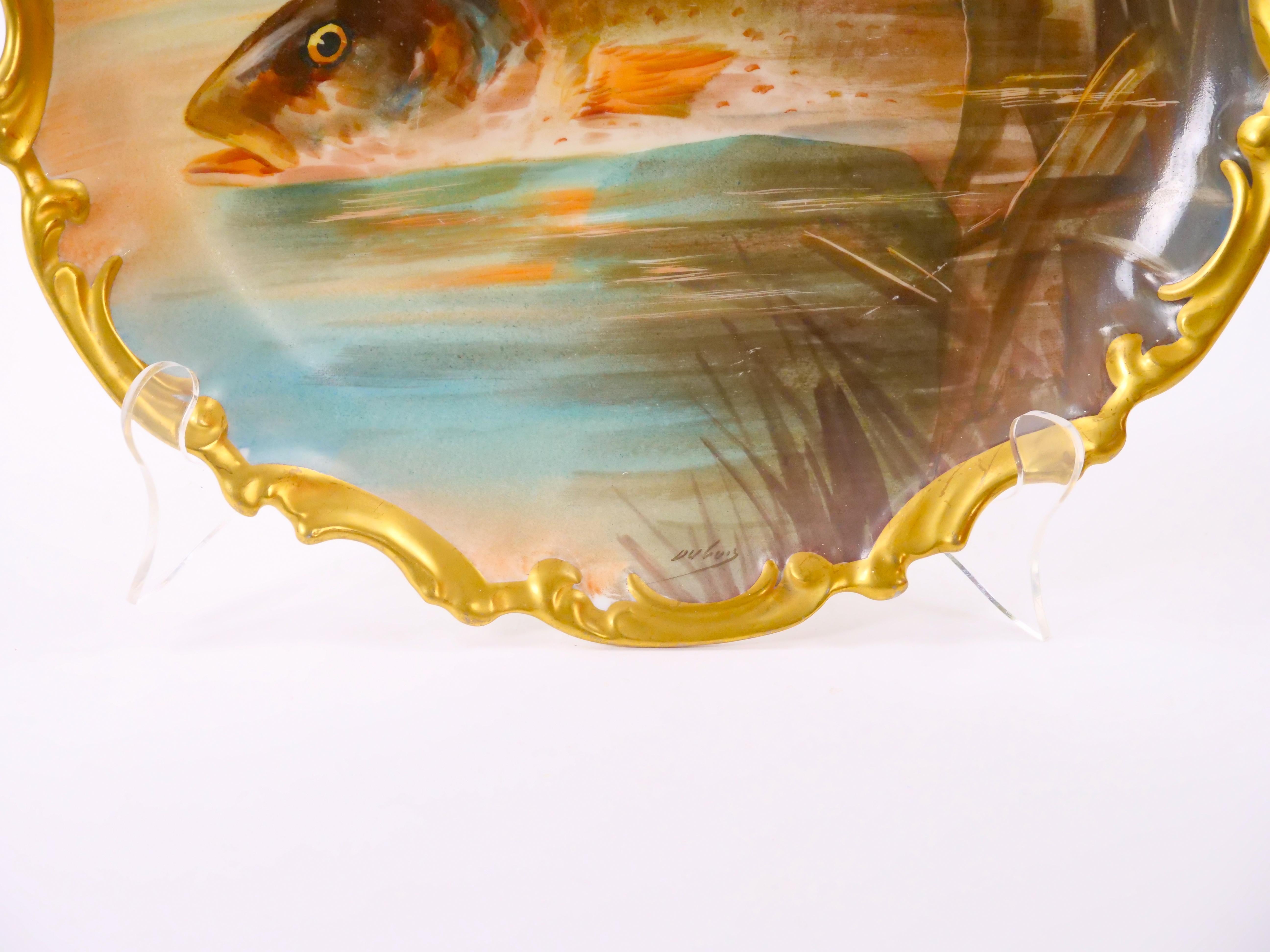 Gold Antique Hand Painted / Gilt Decorated Porcelain Wall Plate For Sale