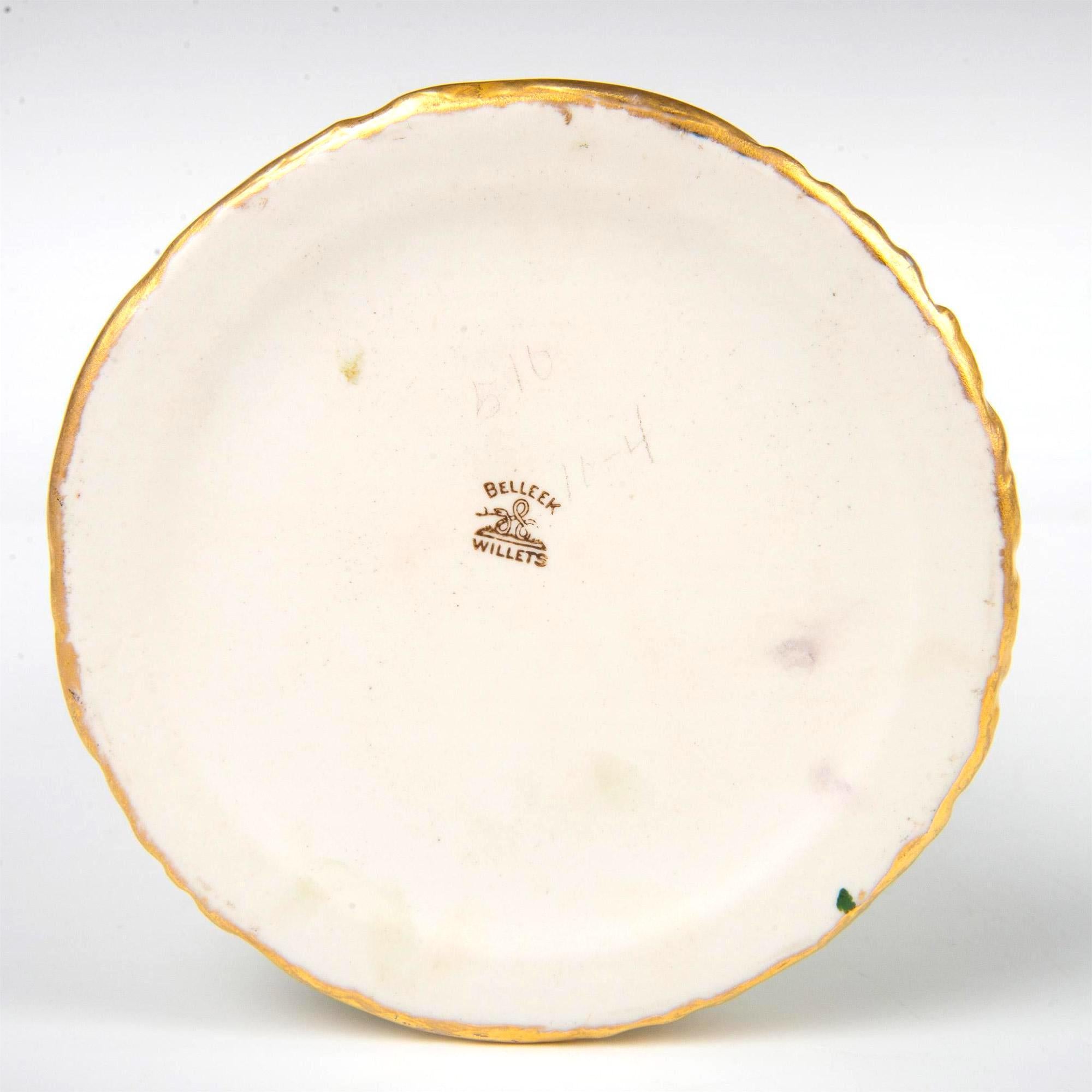 Antike handbemalte und vergoldete große Porzellan-Rosenvase / Belleek Willets, dekoriert, groß im Angebot 2