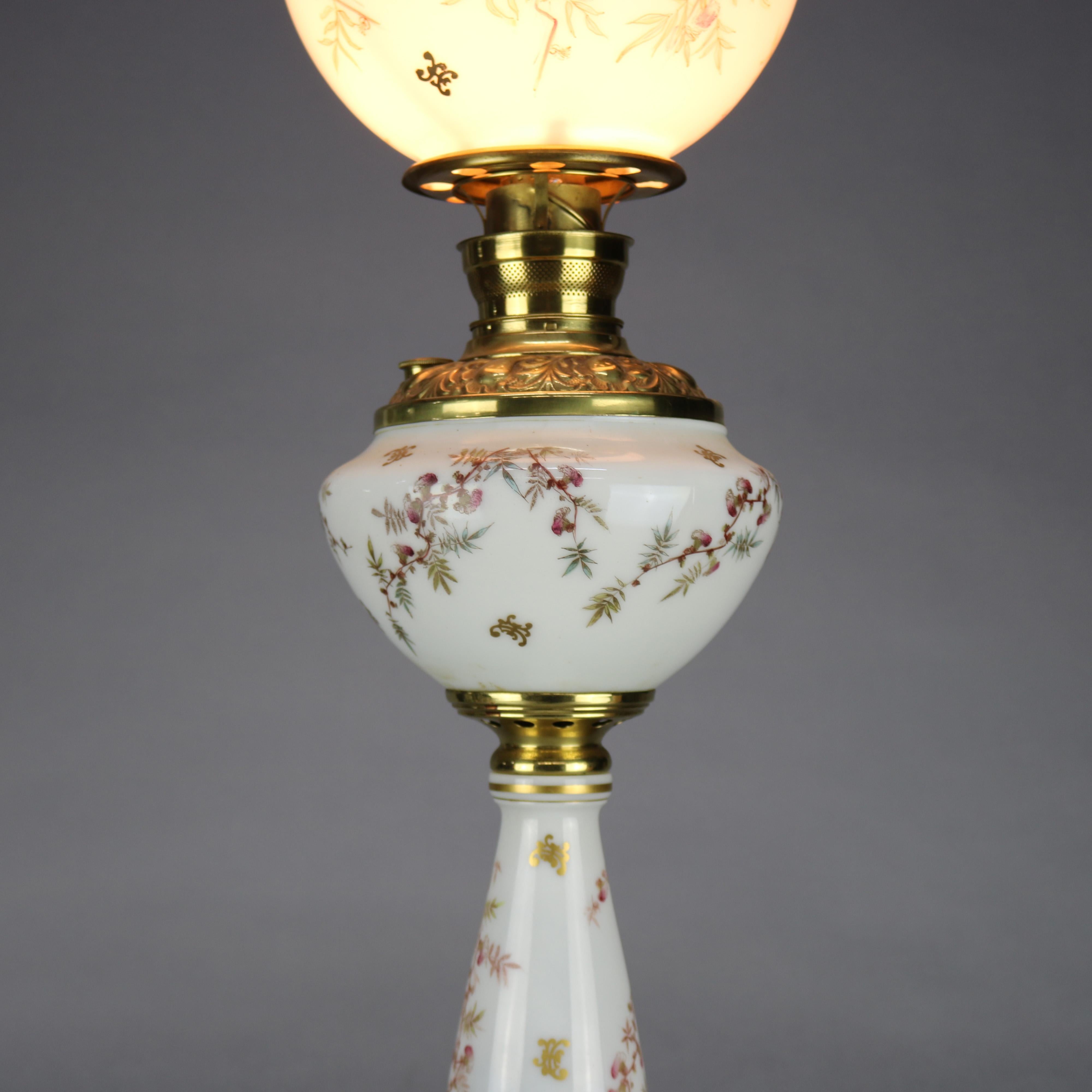 Antique Hand Painted Gone with the Wind Parlor Lamp, circa 1890 4