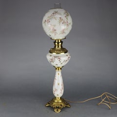 Antique Hand Painted Gone with the Wind Parlor Lamp, circa 1890