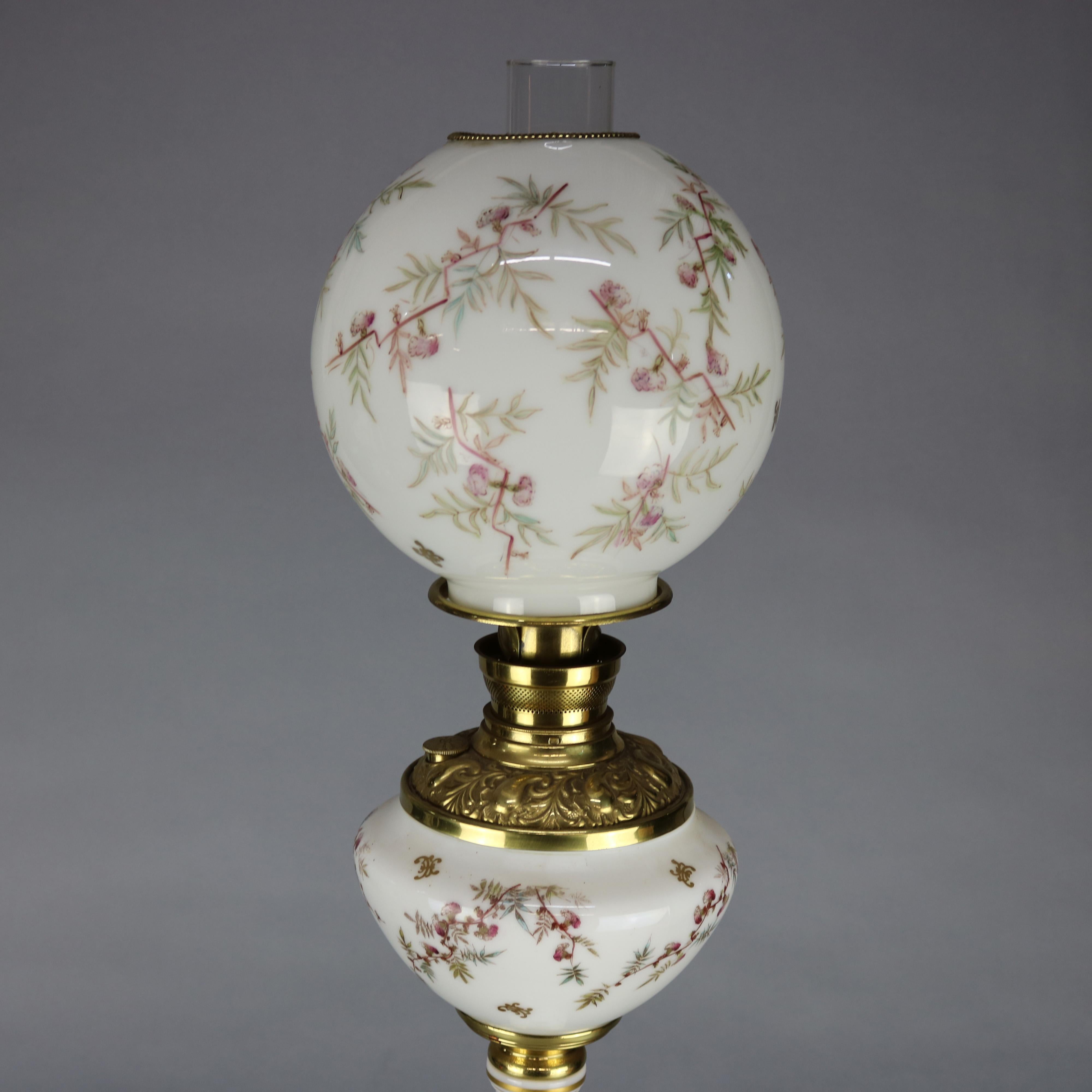 Hand-Painted Antique Hand Painted Gone with the Wind Parlor Lamp, circa 1890