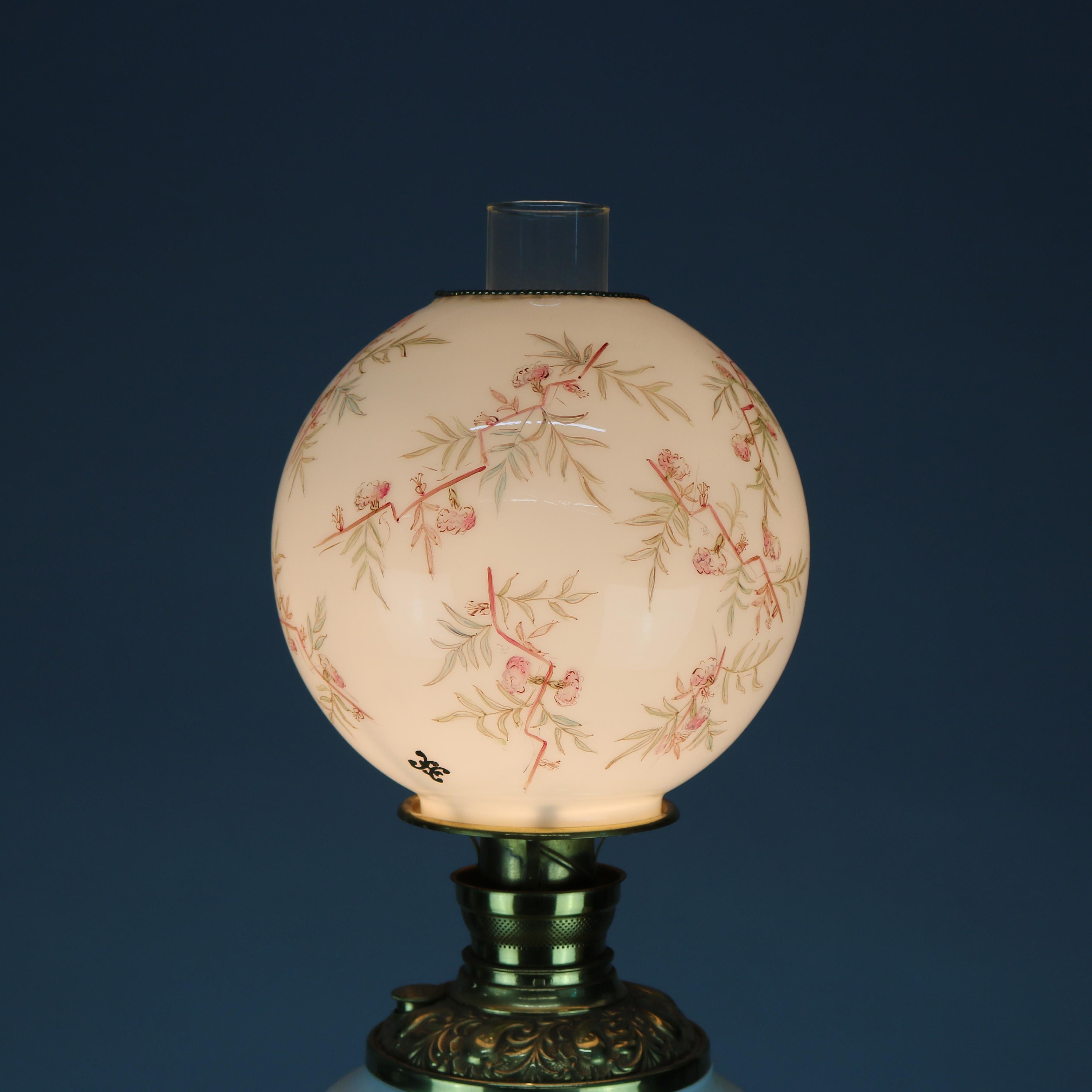 19th Century Antique Hand Painted Gone with the Wind Parlor Lamp, circa 1890