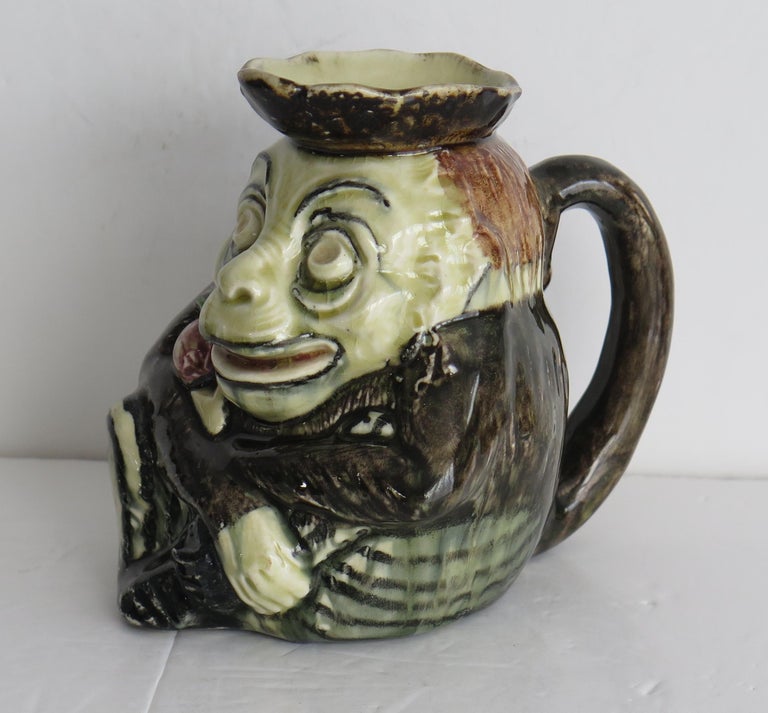 Antique HandPainted Grotesque Pottery Jug, Circa 1890 at 1stDibs
