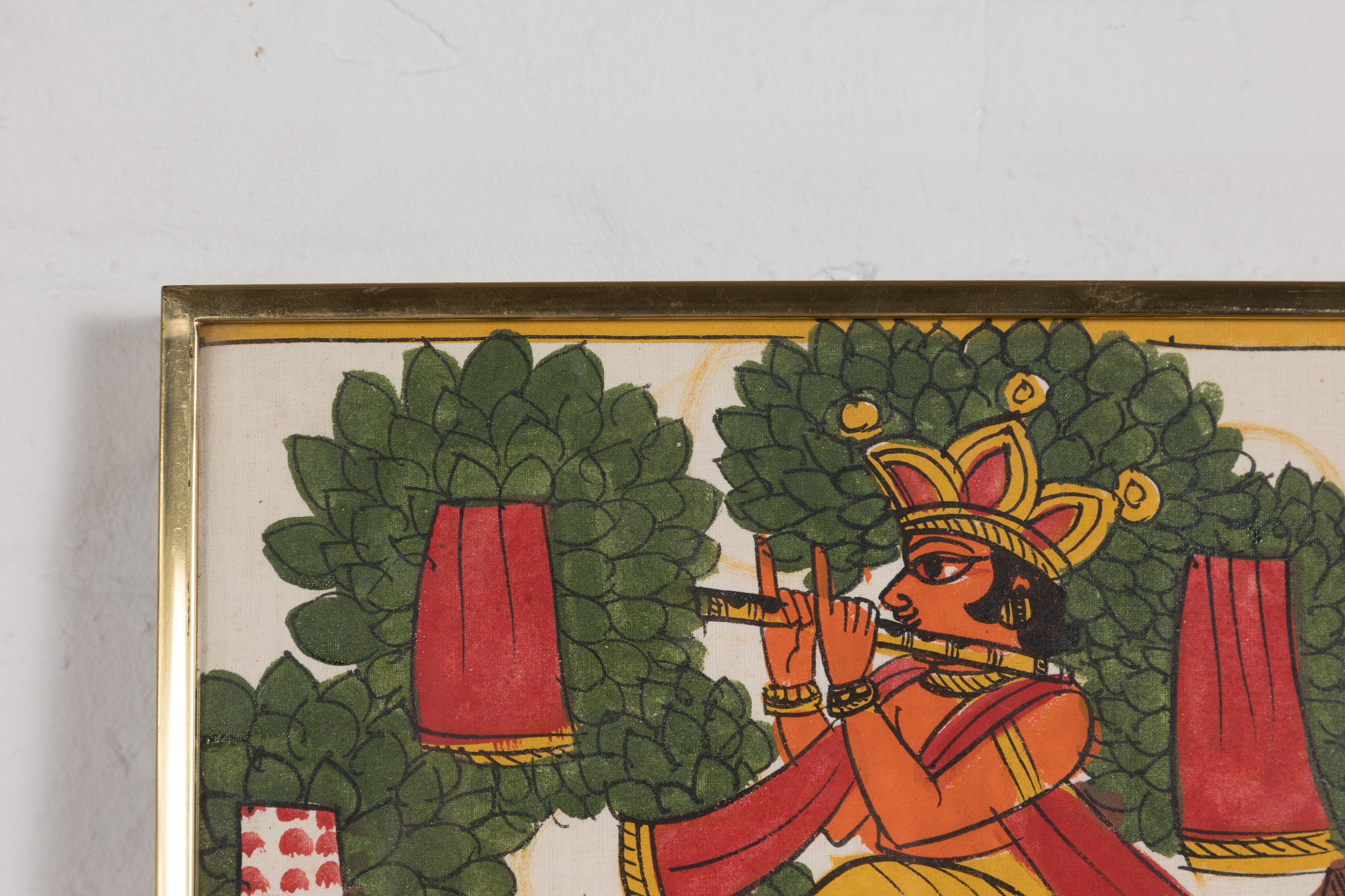 Peinture d'artisanat indienne ancienne peinte à la main en vente 2
