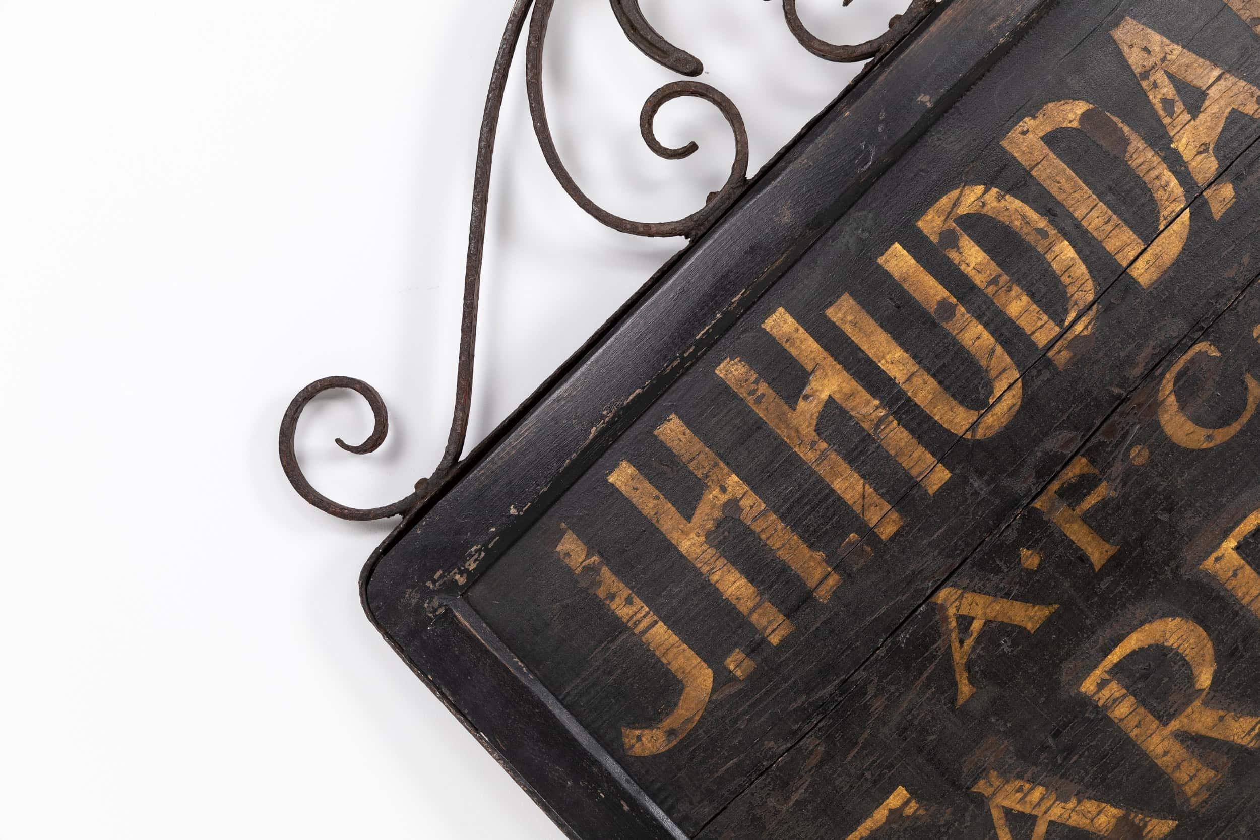 Antique Hand Painted Industrial Double Sided Blacksmith Trade Sign, C.1900 In Fair Condition In London, GB