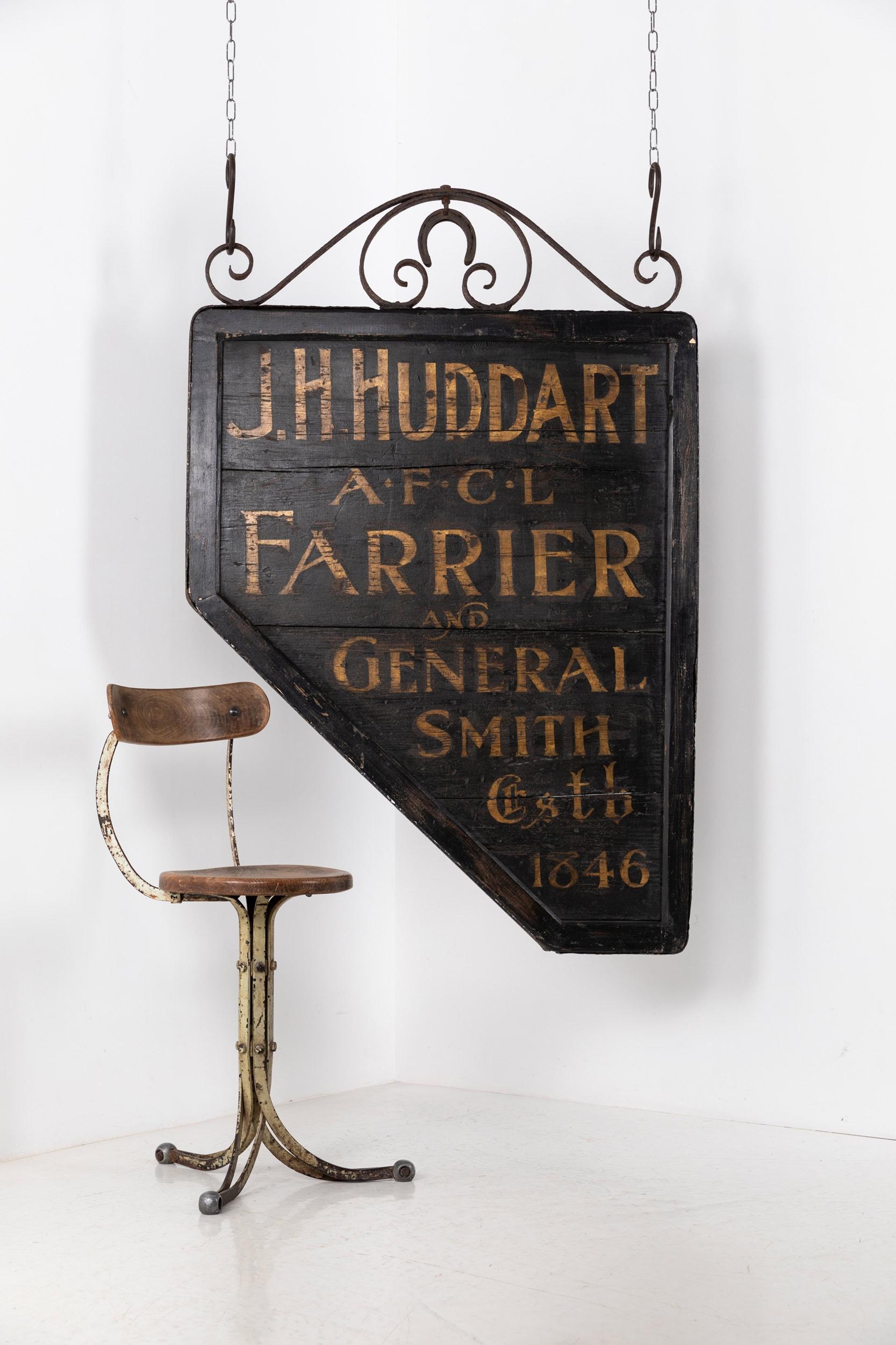 20th Century Antique Hand Painted Industrial Double Sided Blacksmith Trade Sign, C.1900