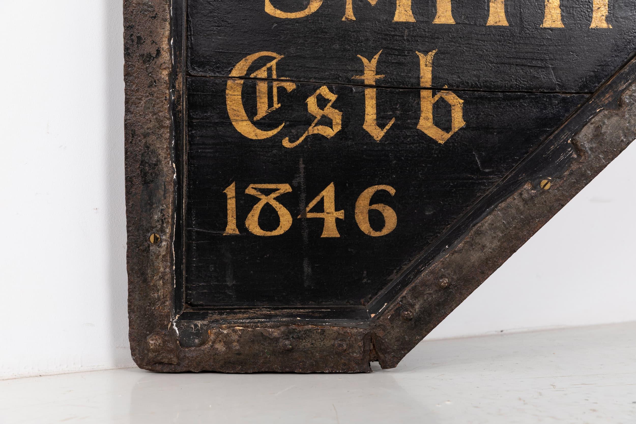 Antique Hand Painted Industrial Double Sided Blacksmith Trade Sign, C.1900 1