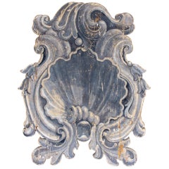 Antique Hand-Painted Italian Trompe l'oeil Plaque in Shell Motif