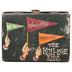 Fiambrera antigua pintada a mano de la banda de la Universidad Ivy League c.1920