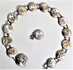 Antique Hand-Painted Japanese Porcelain Satsuma & Silver Ladies Belt