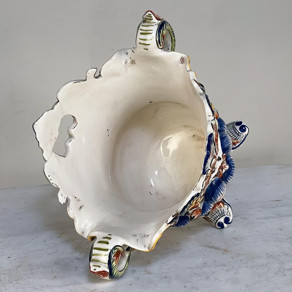 Antique Hand-Painted Jardiniere from Rouen For Sale 6