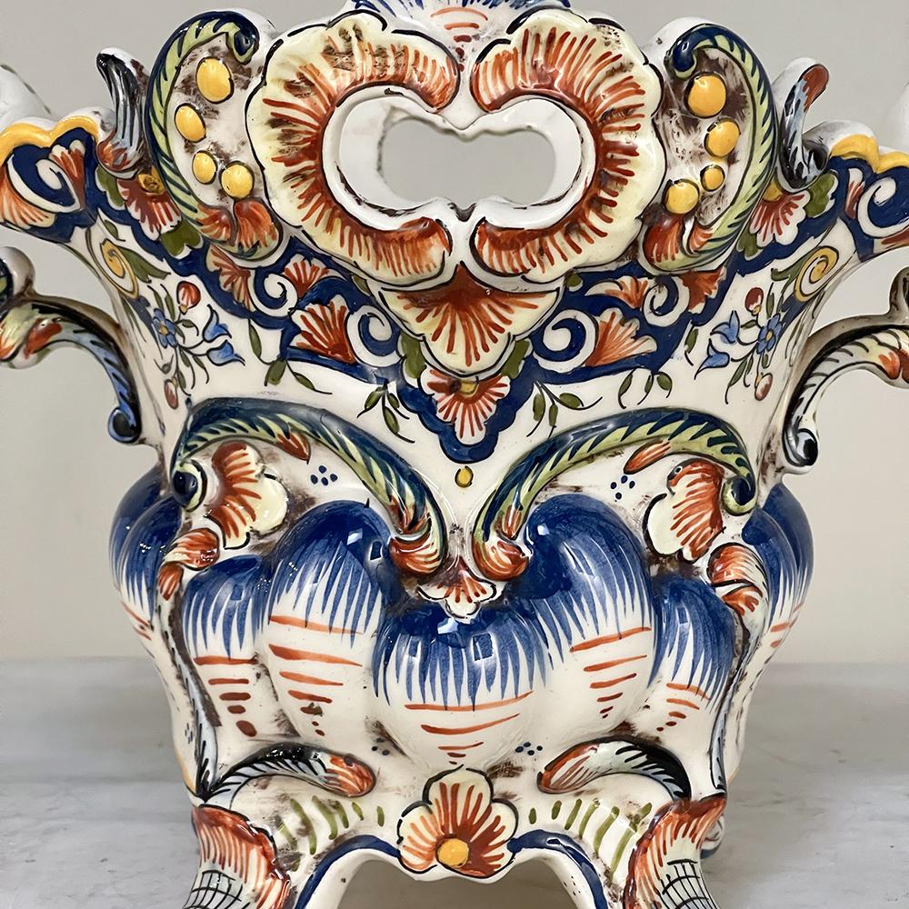 Antique Hand-Painted Jardiniere from Rouen For Sale 3
