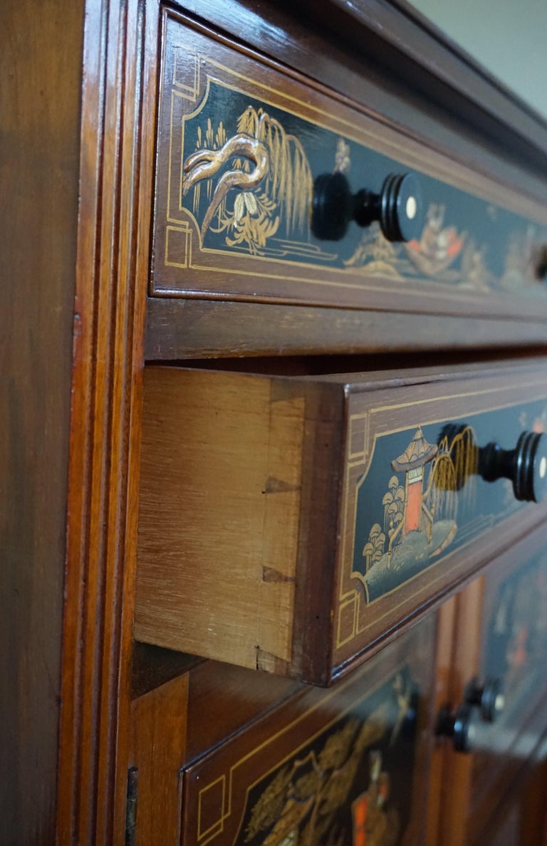 Antique and HandPainted, Mahogany Dresser / Commode in Stunning