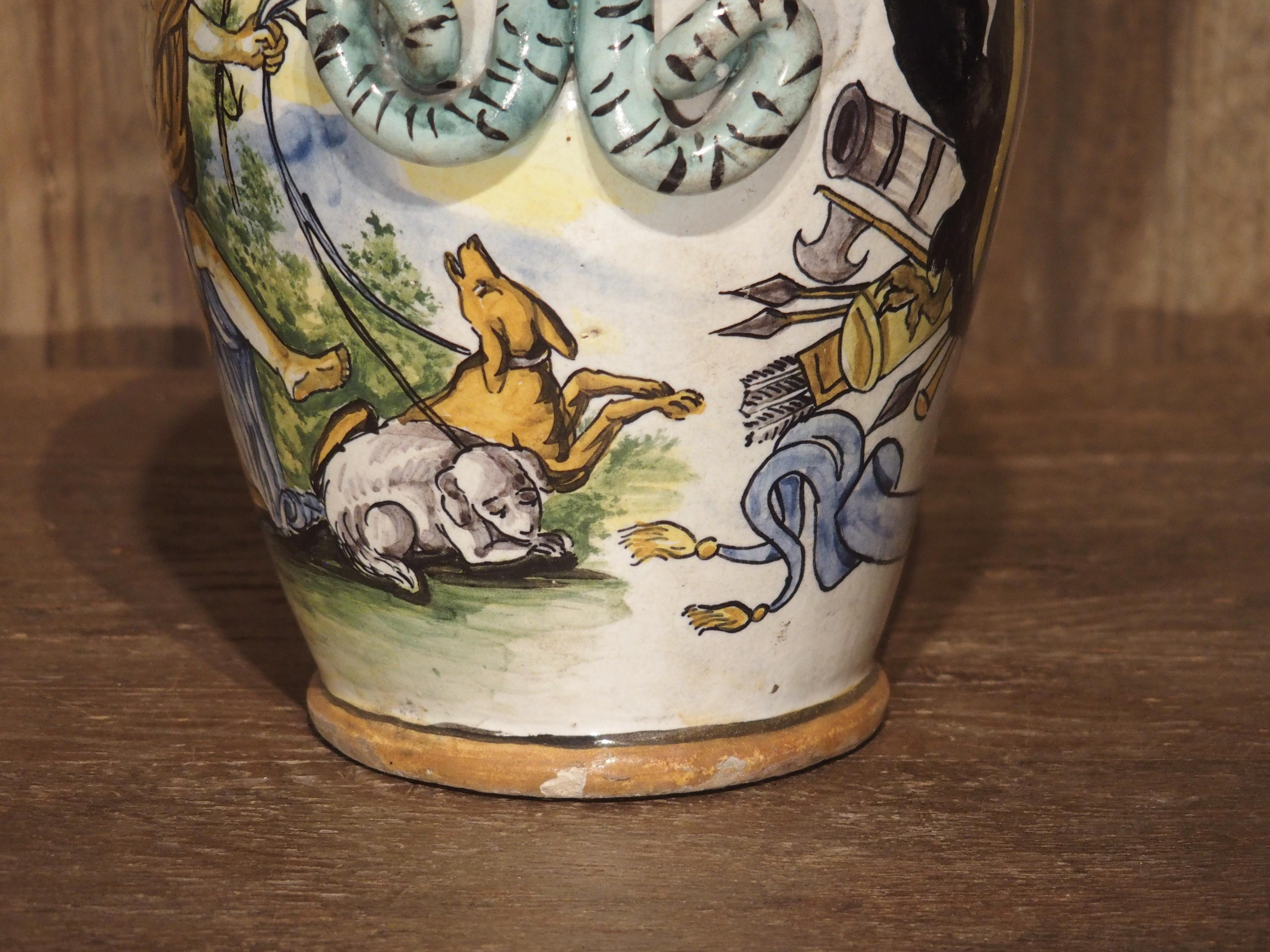 Antique Hand Painted Majolica Vase from Umbria, circa 1870 For Sale 5